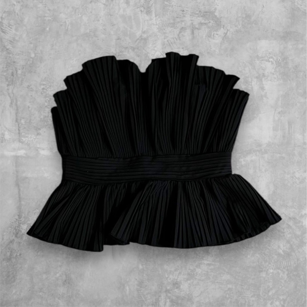 SHEIN Black Strapless Ruffled Dress